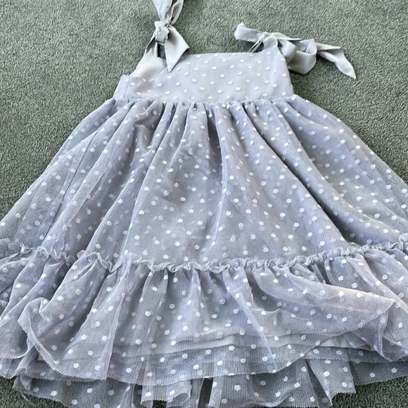 Maisonette Maison Me Polka Dot Gray Anja Tulle Dress “Dusty Blue” - Picture 7 of 12